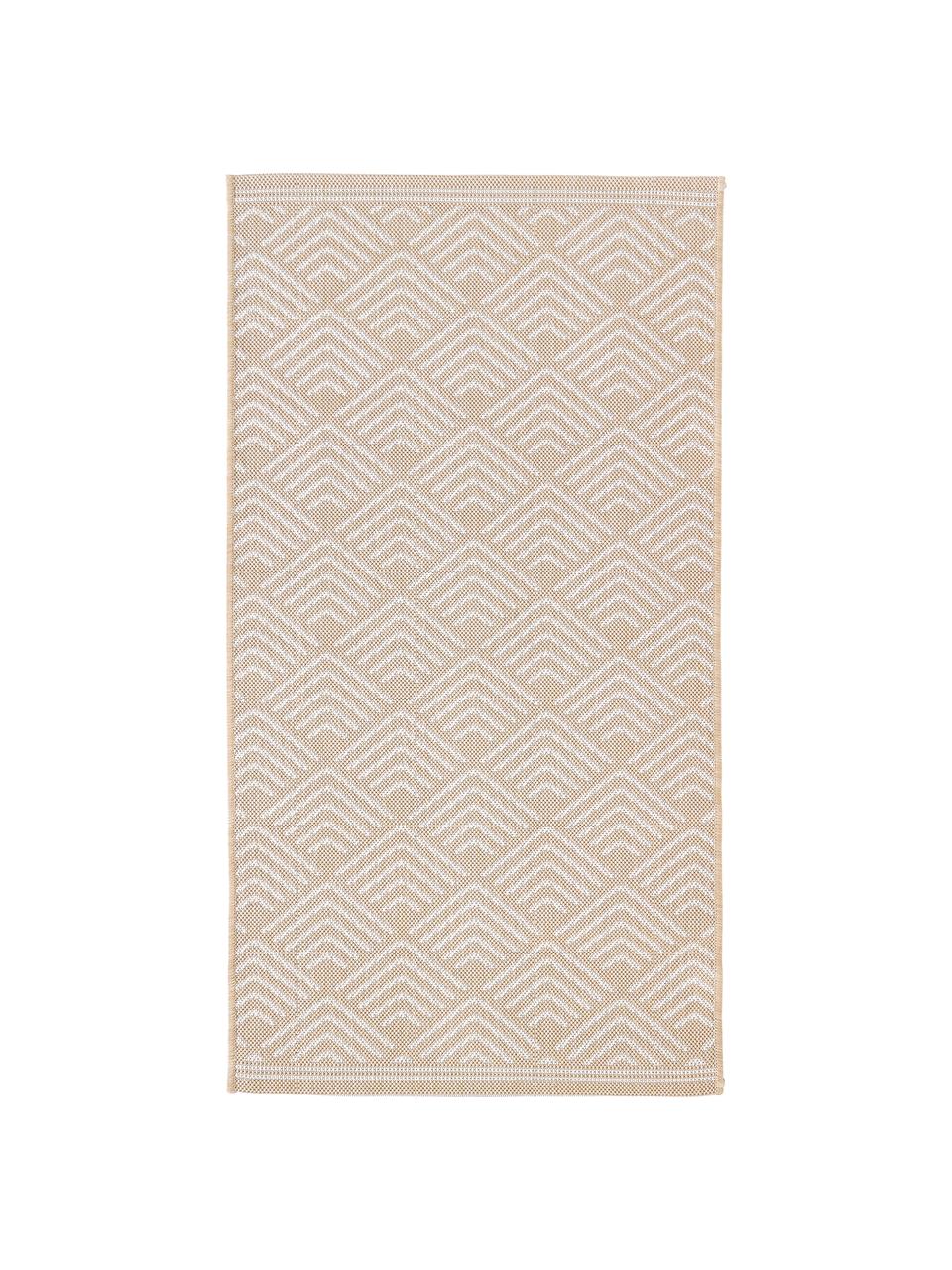 Alfombra estampada de interior/exterior Milano, Parte superior: 70% polipropileno recicla, Beige, blanco, An 80 x L 150 cm (Tamaño XS)
