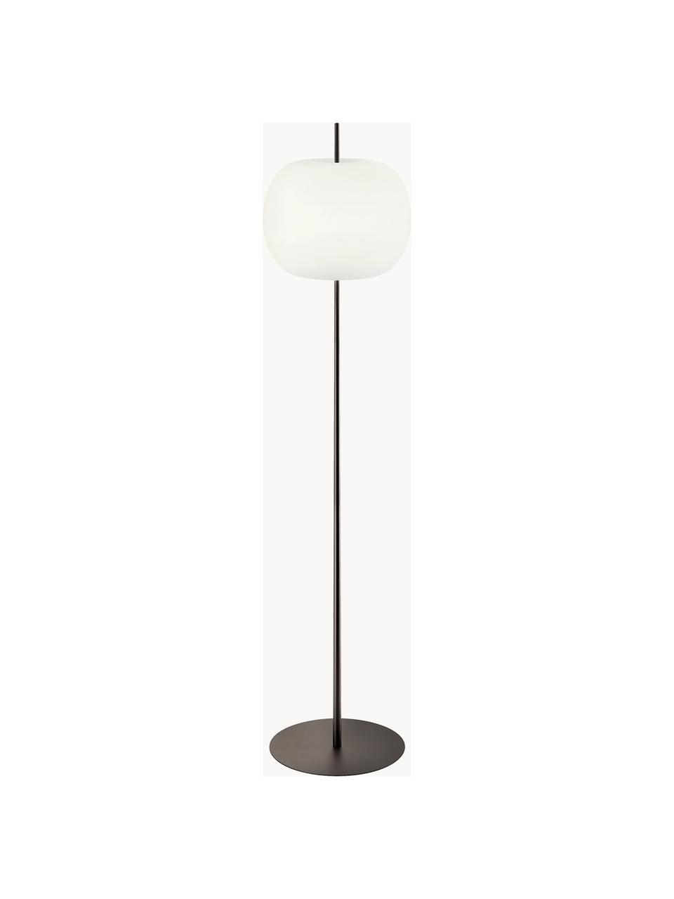 Dimmbare Stehlampe Kushi, mundgeblasen, Lampenschirm: Glas, mundgeblasen, Schwarz, H 183 cm
