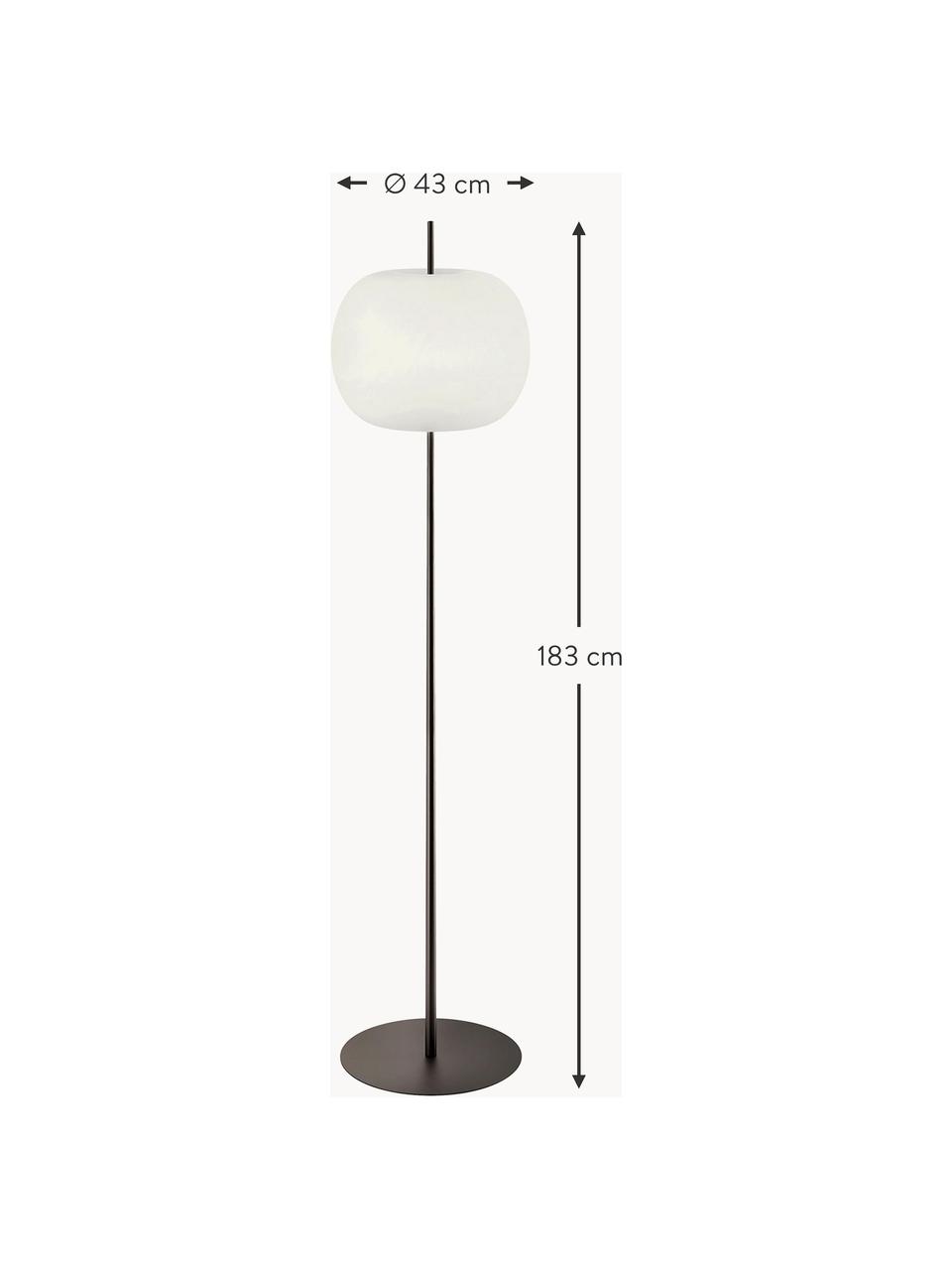 Dimbare vloerlamp Kushi, mondgeblazen, Lampenkap: mondgeblazen glas, Zwart, H 183 cm