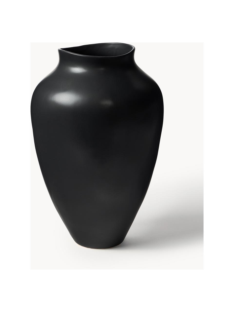 Ručne vyrobená váza Latona, V 41 cm, Kamenina, Matná čierna, Ø 27 x V 41 cm