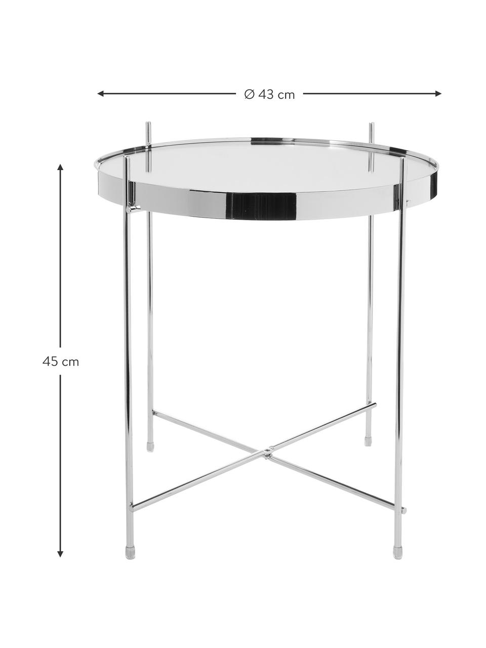 Stolik pomocniczy ze szklanym blatem Cupid, Stelaż: żelazo chromowane, Blat: szkło hartowane, Srebrny, Ø 43 x W 45 cm