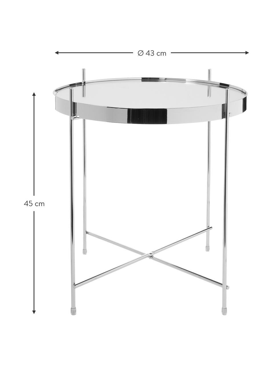 Tavolino-vassoio con piano in vetro Cupid, Struttura: ferro cromato, Argento, Ø 43 x Alt. 45 cm
