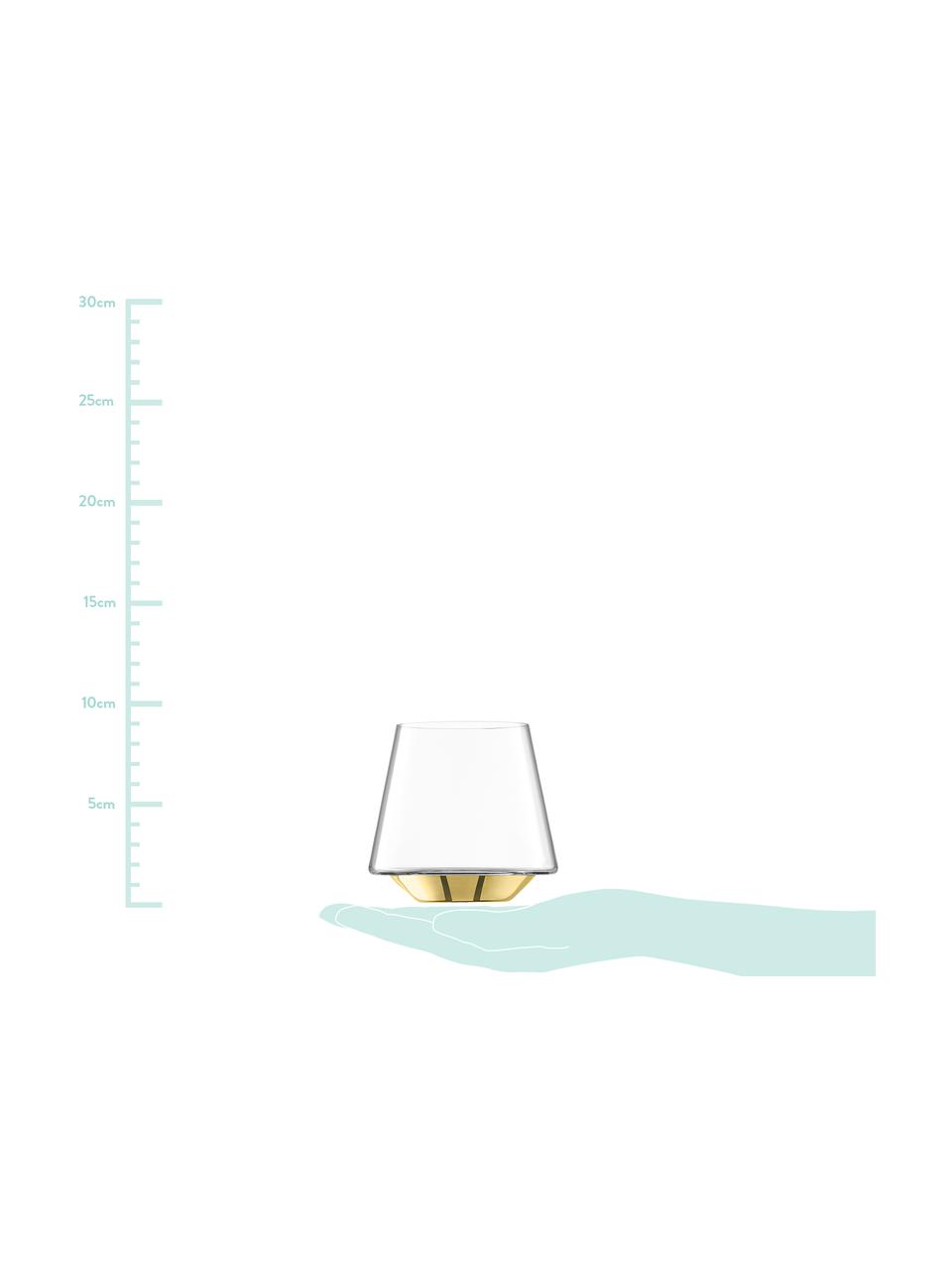 Mundgeblasene Wassergläser Space mit goldenem Boden, 2er-Set, Glas, Transparent, Goldfarben, Ø 10 x H 9 cm