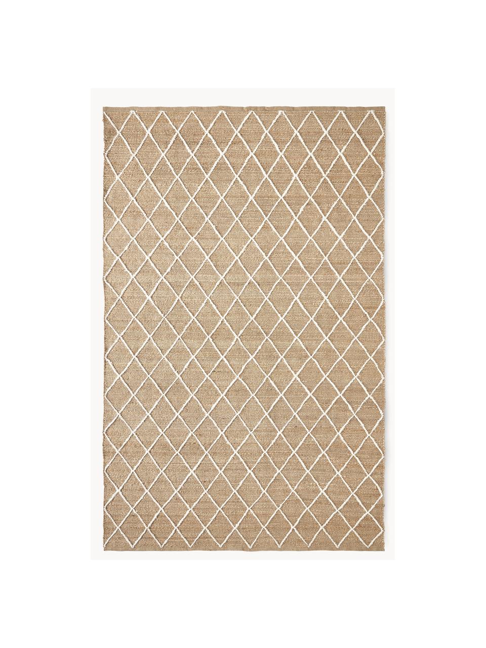 Ručne vyrobený jutový koberec Kunu, 100 % juta, Hnedá, biela, Š 80 x D 150 cm (veľkosť XS)