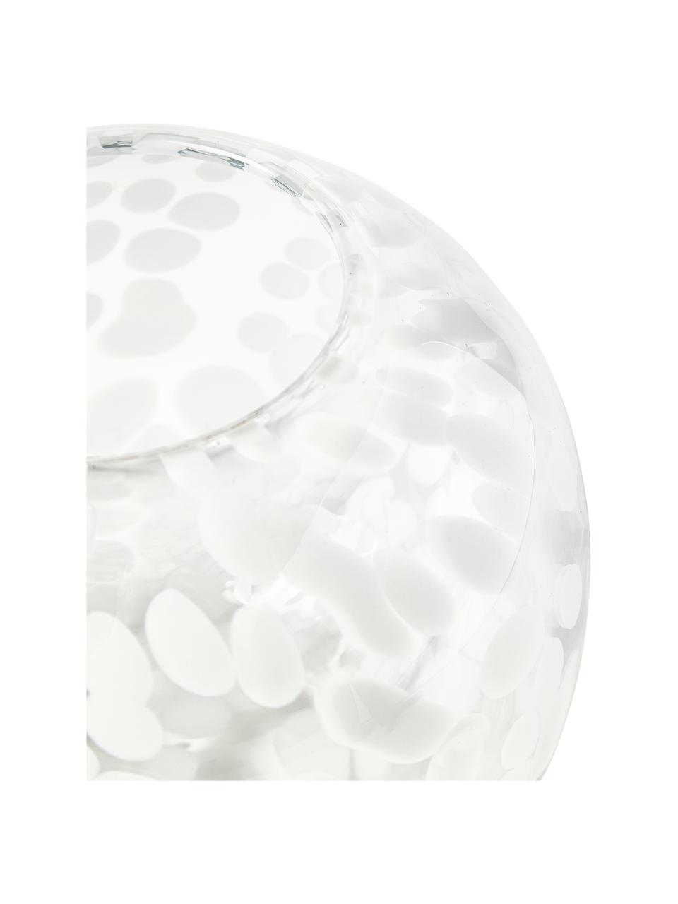 Mundgeblasene Vase Leopard mit Tupfen-Muster, Glas, mundgeblasen, Transparent, Weiß, Ø 20 x H 18 cm
