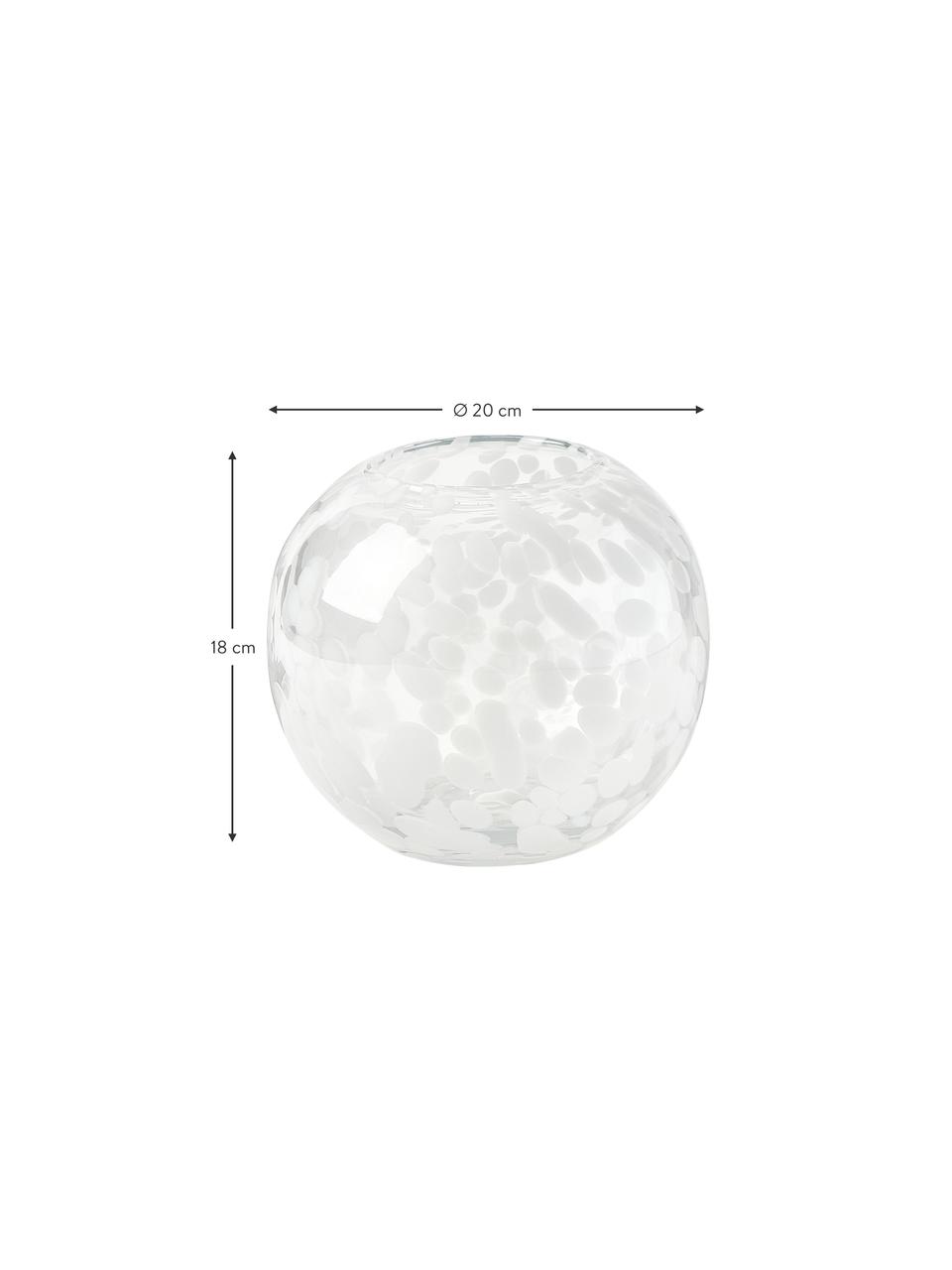 Mundgeblasene Vase Leopard mit Tupfen-Muster, Glas, mundgeblasen, Transparent, Weiß, Ø 20 x H 18 cm
