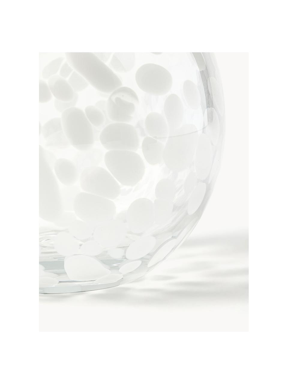 Vase en verre soufflé bouche avec motif à pois Leopard, Verre, soufflé bouche, Transparent, blanc, Ø 20 x haut. 18 cm