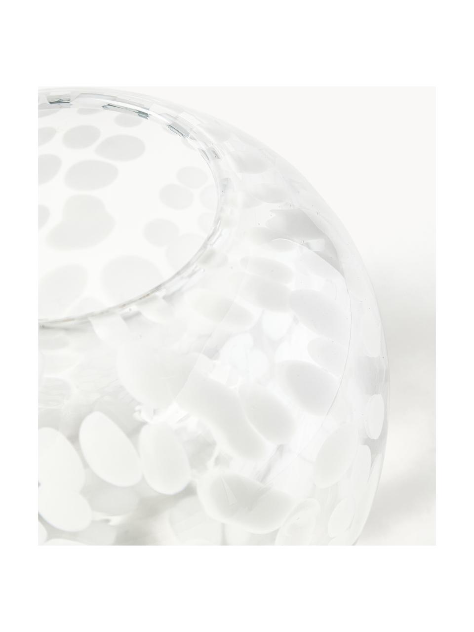 Mundgeblasene Vase Leopard mit Tupfen-Muster, Glas, mundgeblasen, Transparent, Weiss, Ø 20 x H 18 cm