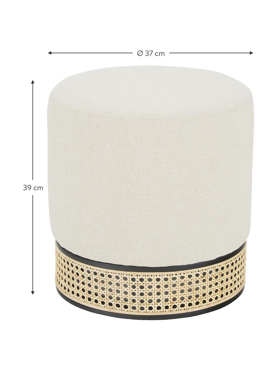 Hocker Mara mit Wiener Geflecht, Bezug: Polyester Der hochwertige, Rahmen: Sperrholz, Webstoff Hellbeige, Ø 37 x H 39 cm