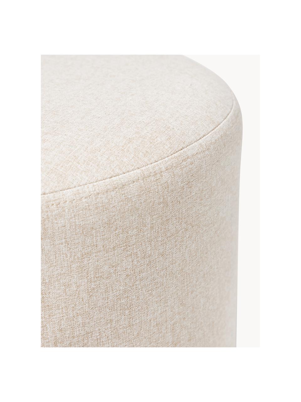 Pouf rond avec cannage Mara, Tissu beige clair, Ø 37 x haut. 39 cm