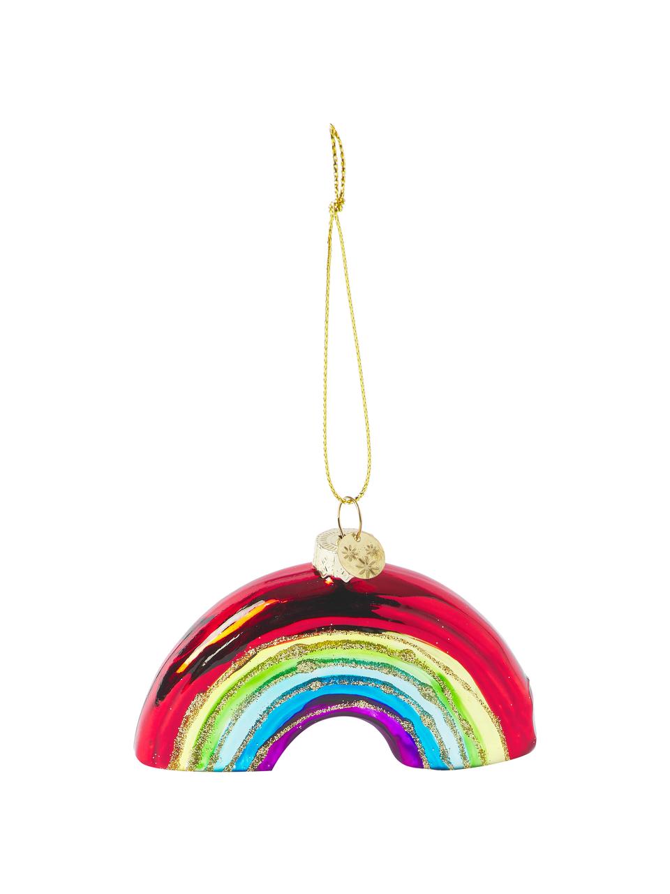 Mondgeblazen kerstboomhanger Rainbow van glas, Glas, Multicolour, B 10 cm x H 7 cm