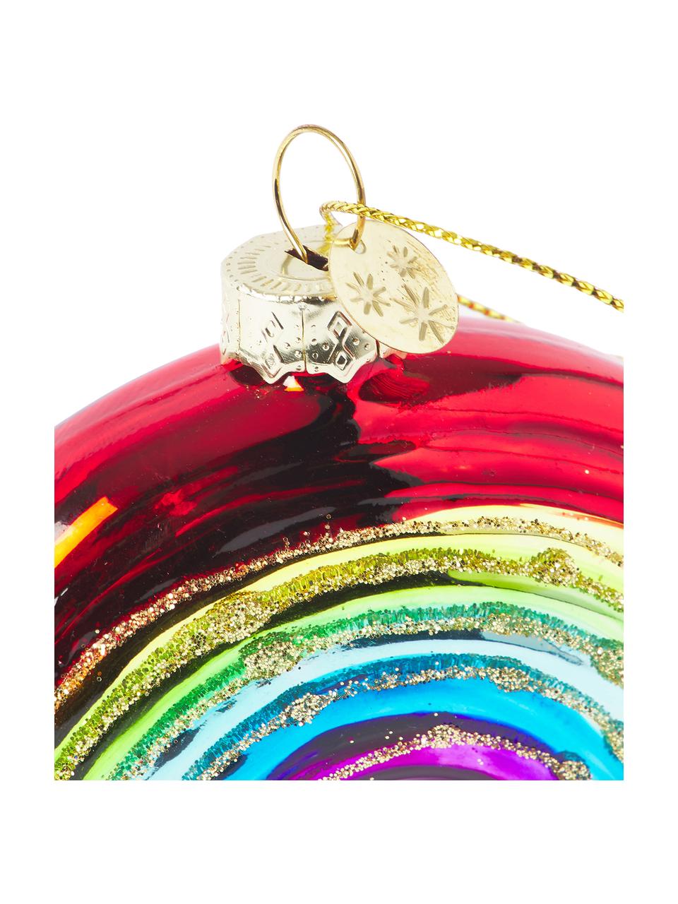 Mondgeblazen kerstboomhanger Rainbow van glas, Glas, Multicolour, B 10 cm x H 7 cm