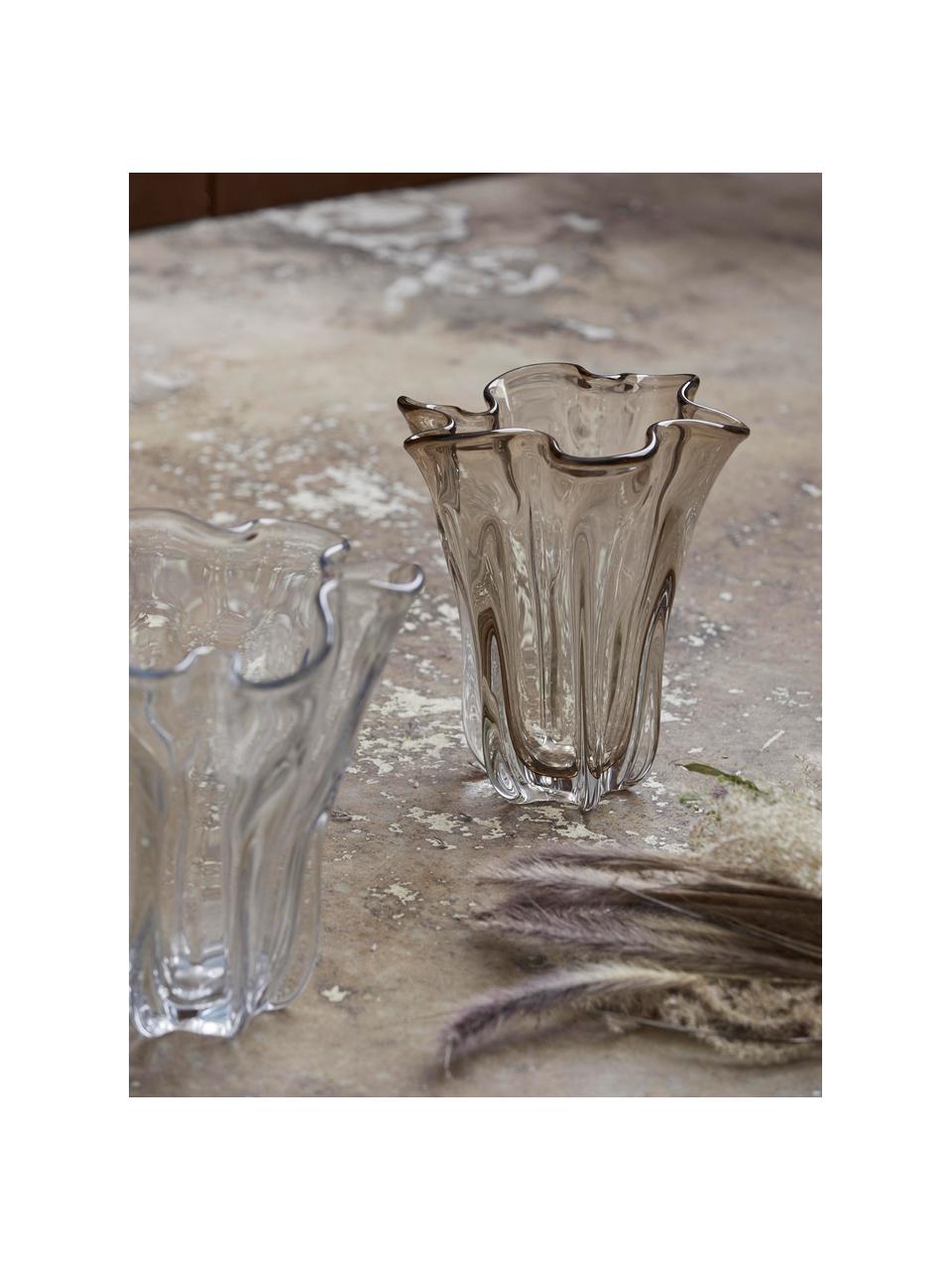 Glazen vaas Komnio, H 27 cm, Glas, Lichtbruin, transparant, Ø 22 x H 27 cm