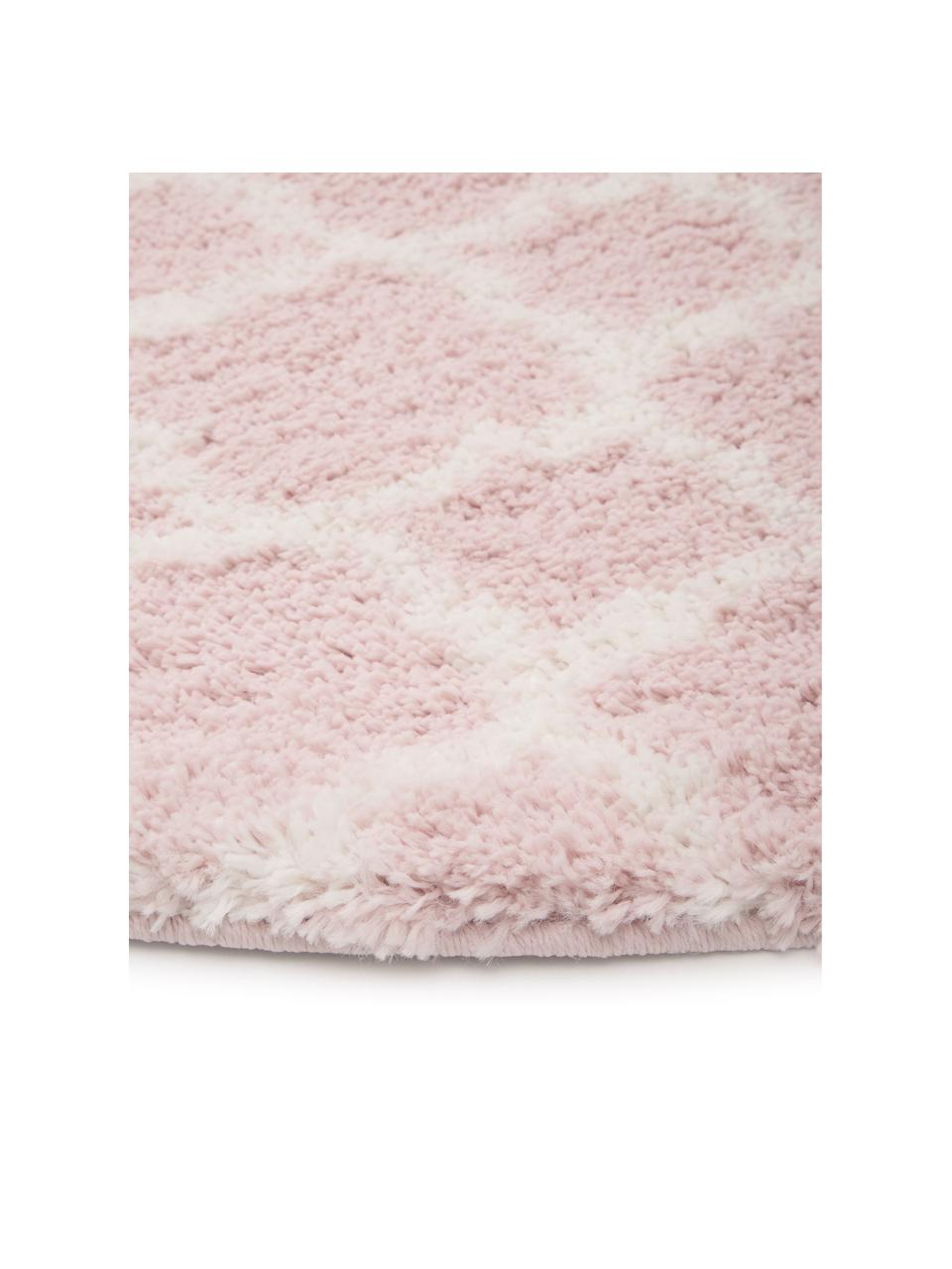 Okrągły dywan z wysokim stosem Mona, Brudny różowy, kremowobiały, Ø 150 cm (Rozmiar M)