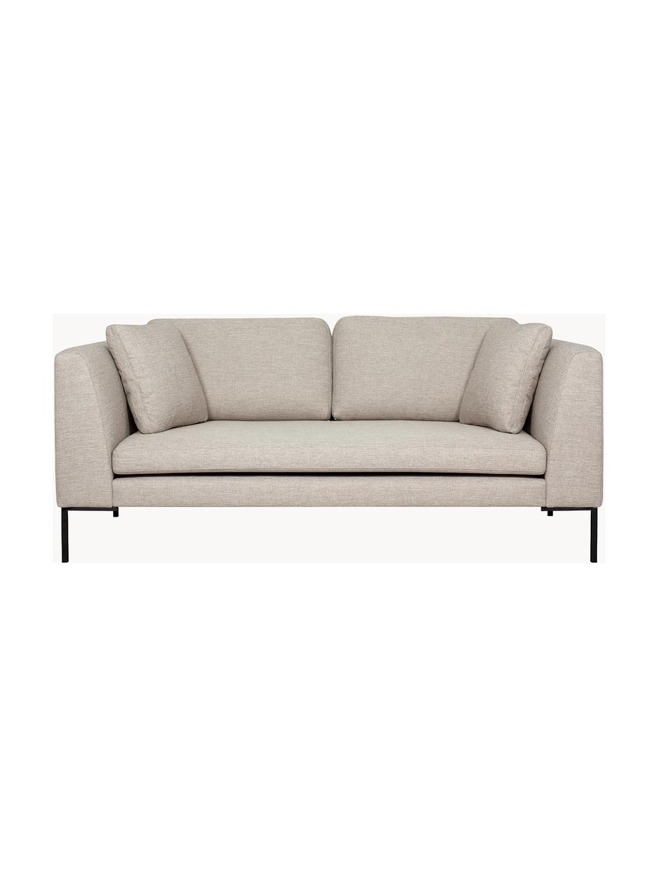 Divano 3 posti con piedini in metallo Emma, Rivestimento: poliestere 100.000 cicli , Struttura: legno di pino massiccio c, Piedini: metallo laccato a polvere, Tessuto beige chiaro, Larg. 194 x Prof. 100 cm