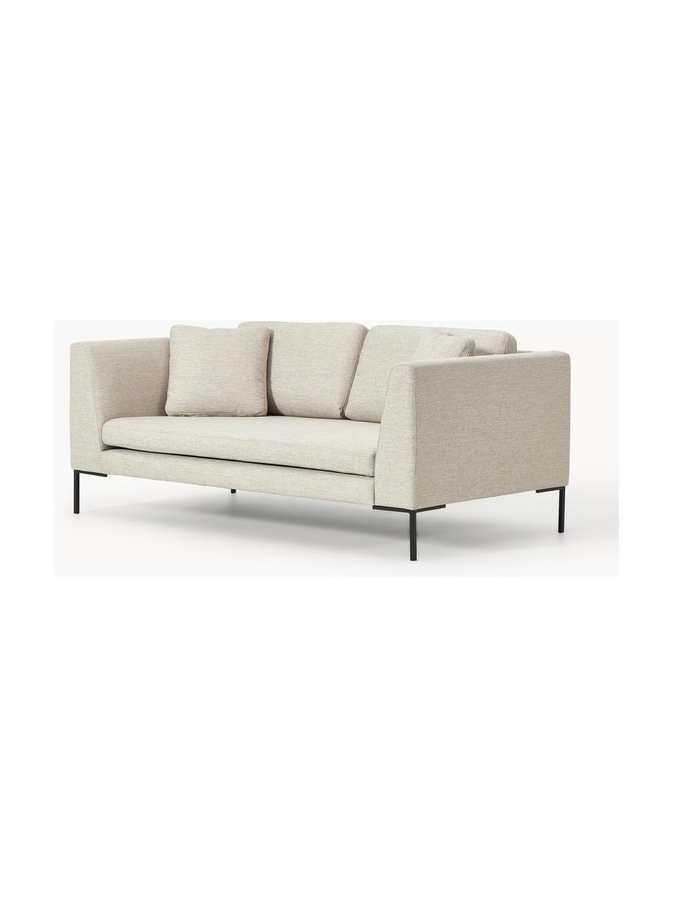 Sofa Emma (3-Sitzer) mit Metall-Füßen, Bezug: Polyester 100.000 Scheuer, Gestell: Massives Kiefernholz, Bir, Füße: Metall, pulverbeschichtet, Webstoff Hellbeige, B 194 x T 100 cm