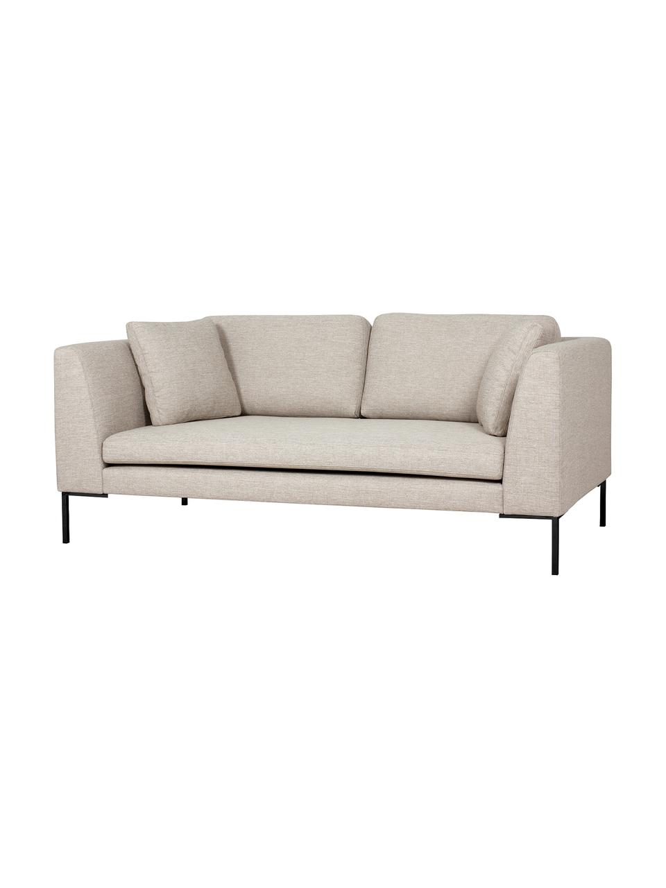Divano 3 posti con piedini in metallo Emma, Rivestimento: poliestere 100.000 cicli , Struttura: legno di pino massiccio c, Piedini: metallo laccato a polvere, Tessuto beige chiaro, Larg. 194 x Prof. 100 cm