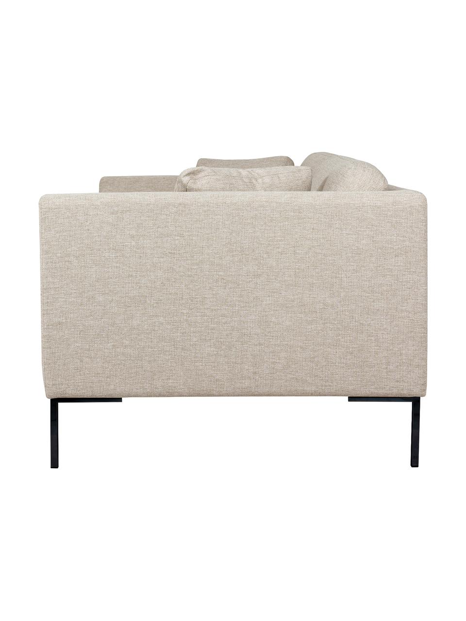 Divano 3 posti con piedini in metallo Emma, Rivestimento: poliestere 100.000 cicli , Struttura: legno di pino massiccio c, Piedini: metallo laccato a polvere, Tessuto beige chiaro, Larg. 194 x Prof. 100 cm