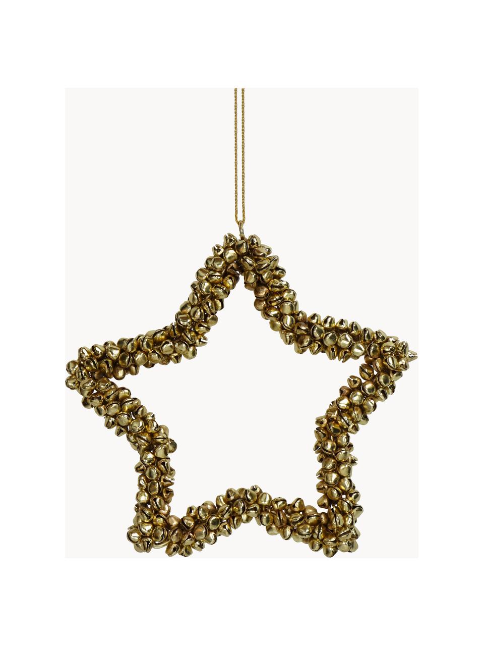 Ozdoba na vianočný stromček so zvončekom Star, Potiahnutý kov, Zlatá, Š 14 x V 14 cm
