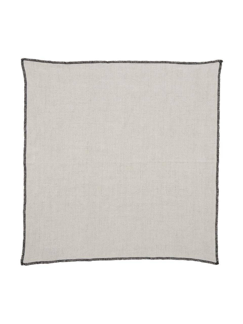 Leinen-Servietten Letia, 2 Stück, Leinen, Beige, Schwarz, 41 x 41 cm