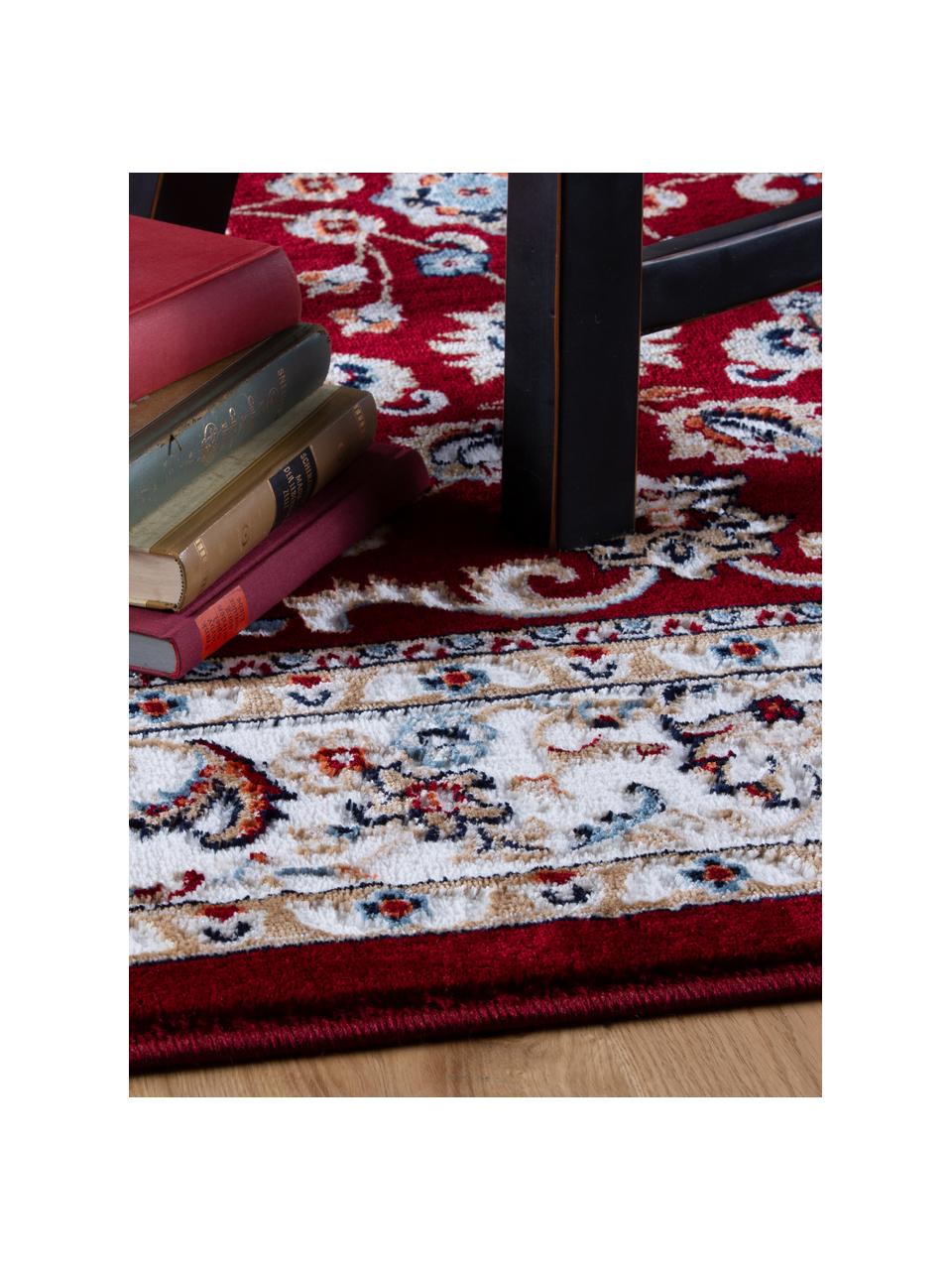 Tapis oriental rouge Isfahan, 100 % polyester, Rouge, multicolore, larg. 80 x long. 150 cm (taille XS)