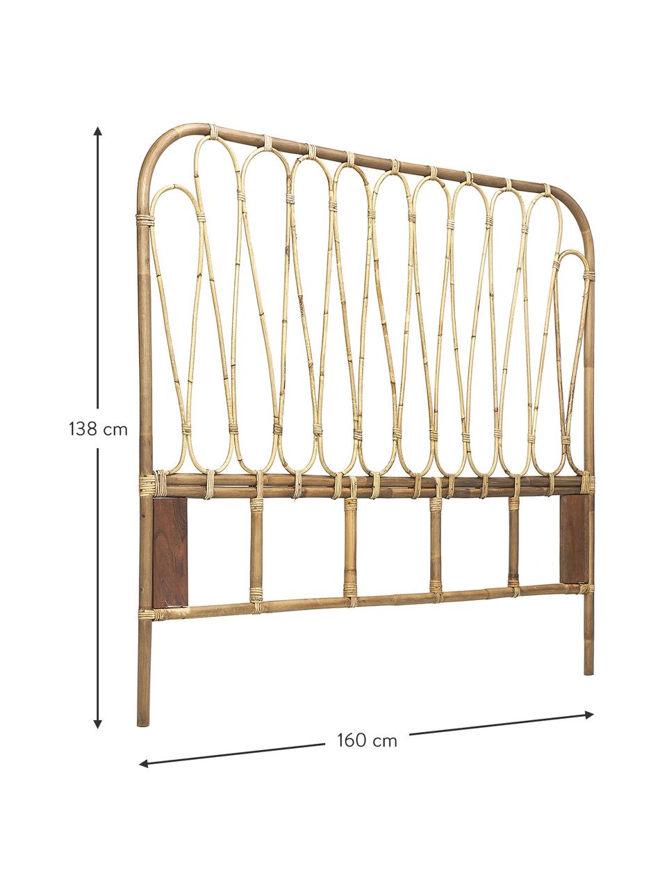 Testiera in rattan Fammy, Rattan, Marrone chiaro, Larg. 160 x Alt. 138 cm