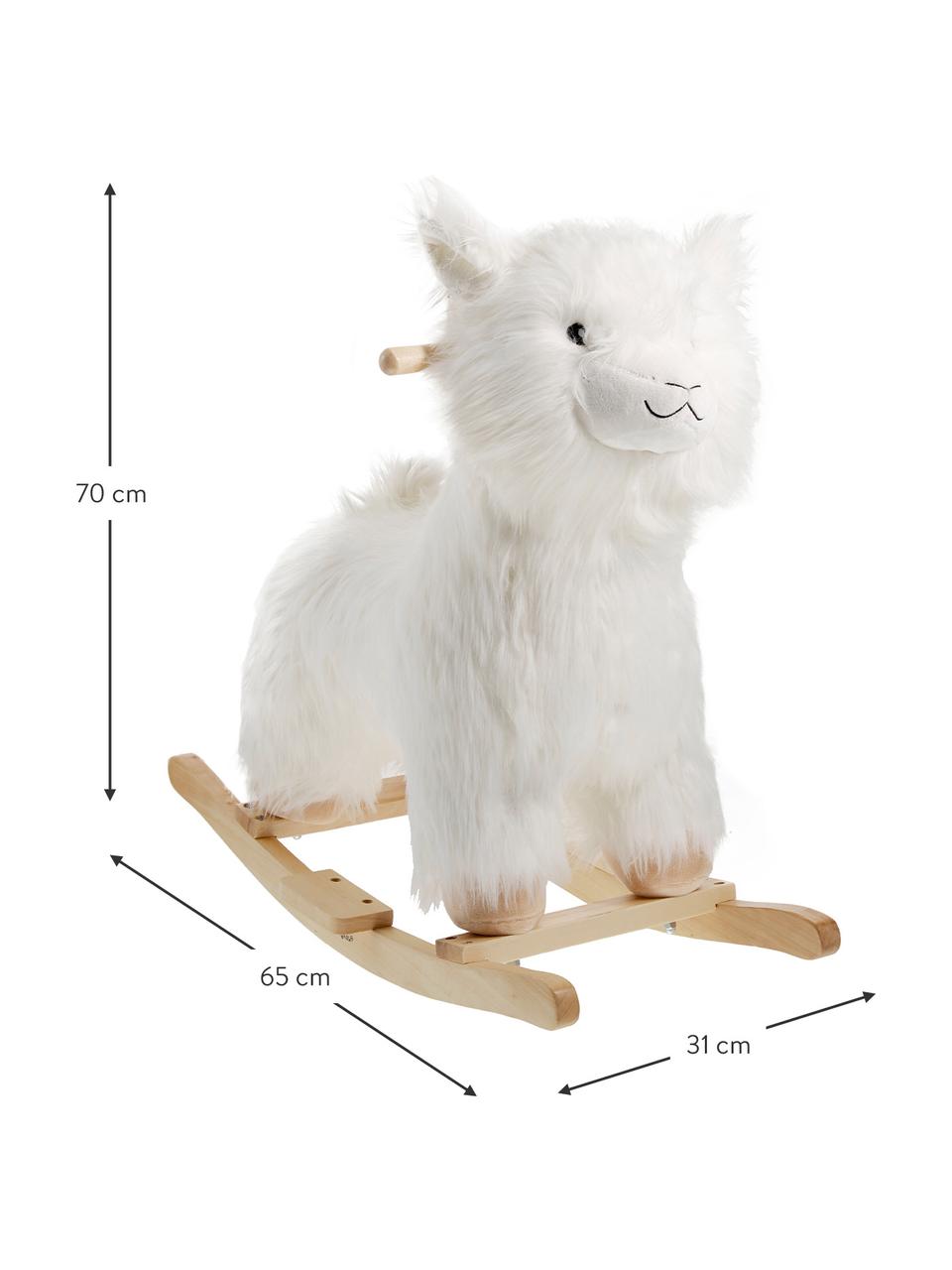 Hojdacie zviera Lama, Polyester, topoľové drevo, Biela, hnedá, Š 65 x V 70 cm