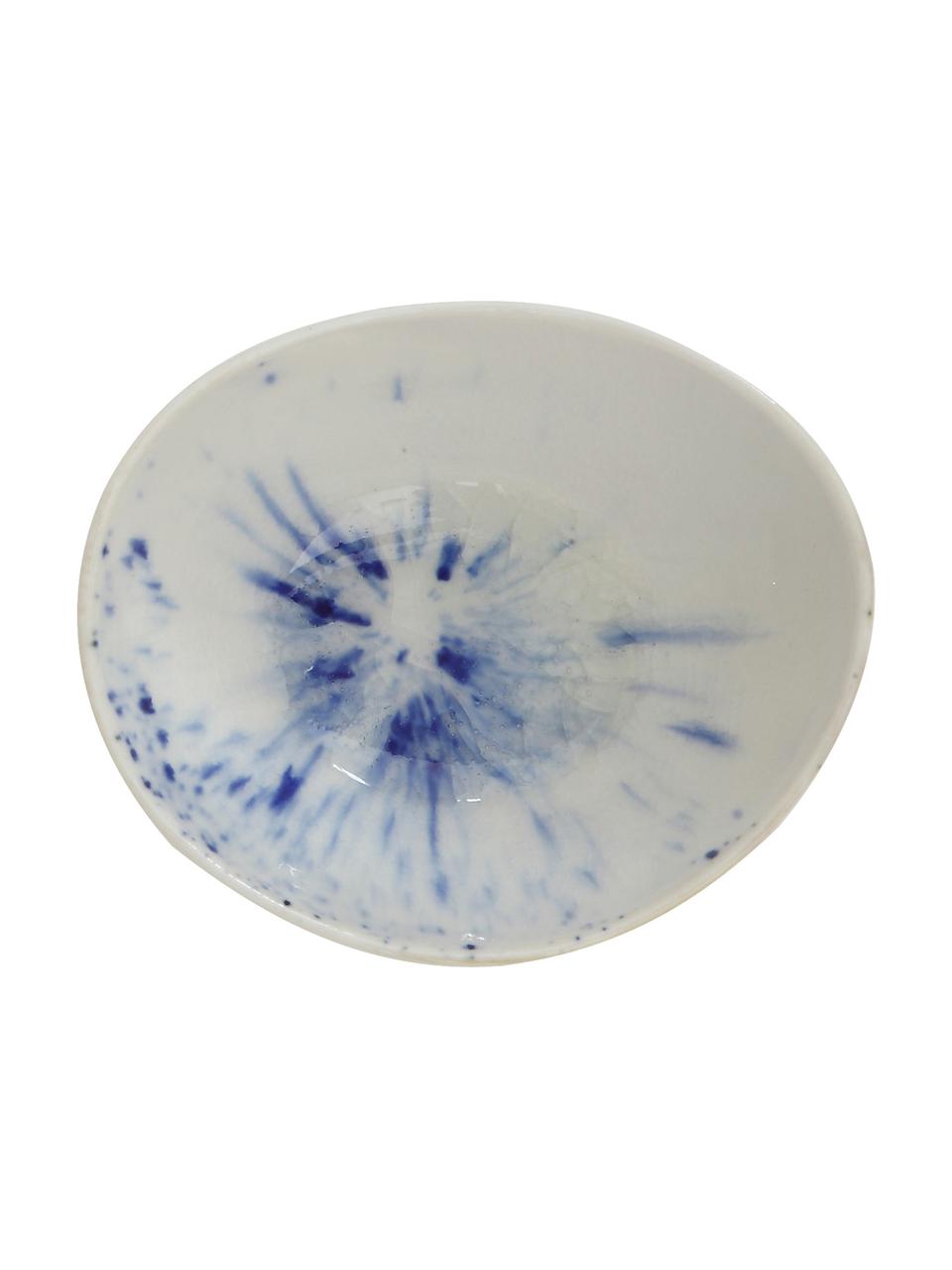 Ručne vyrobená miska na dipy z kameniny Heather, 2 ks, Biela, modrá