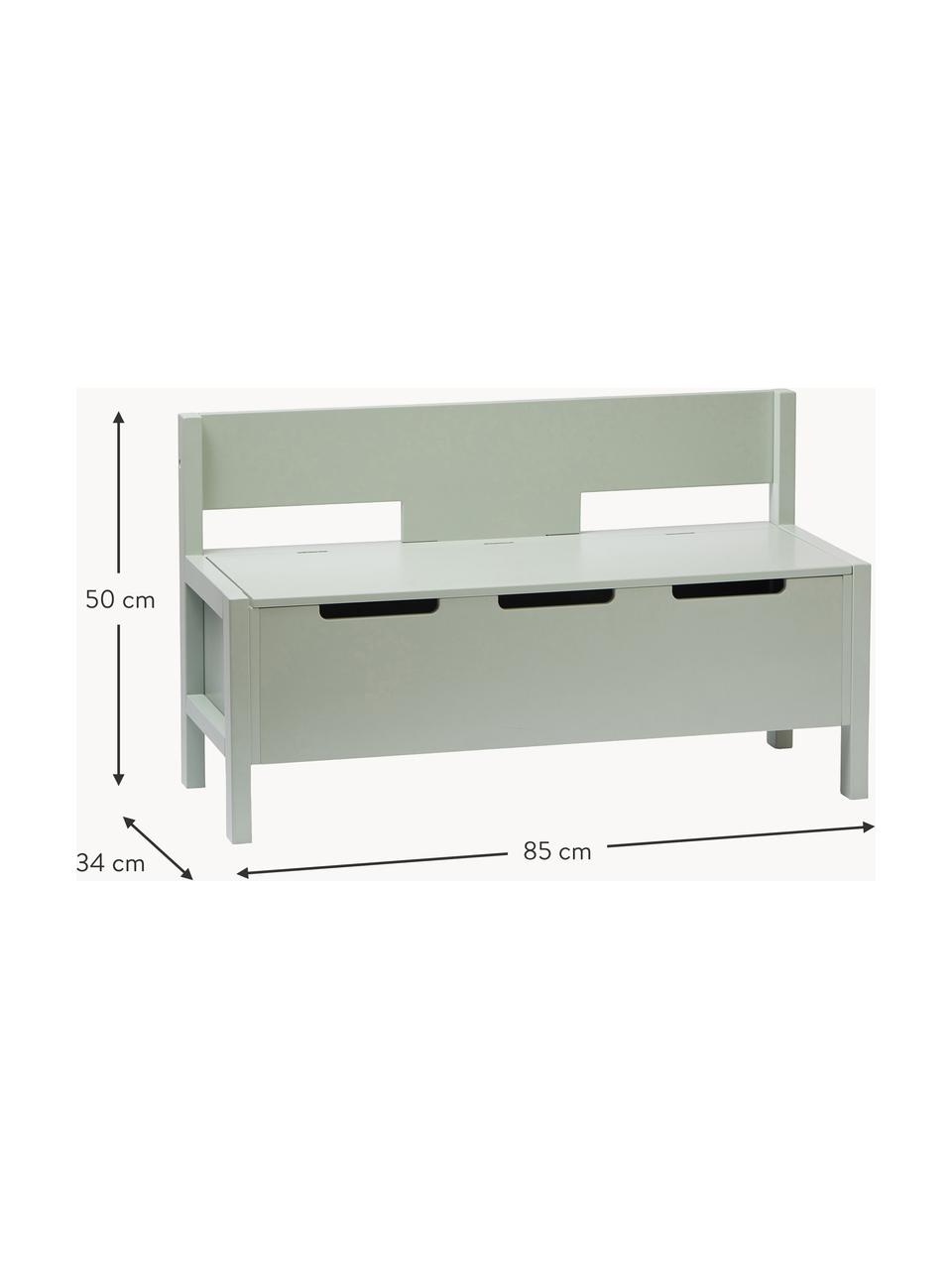 Banc avec rangement Star, MDF, bois de pin, Vert sauge, larg. 85 x haut. 34 cm