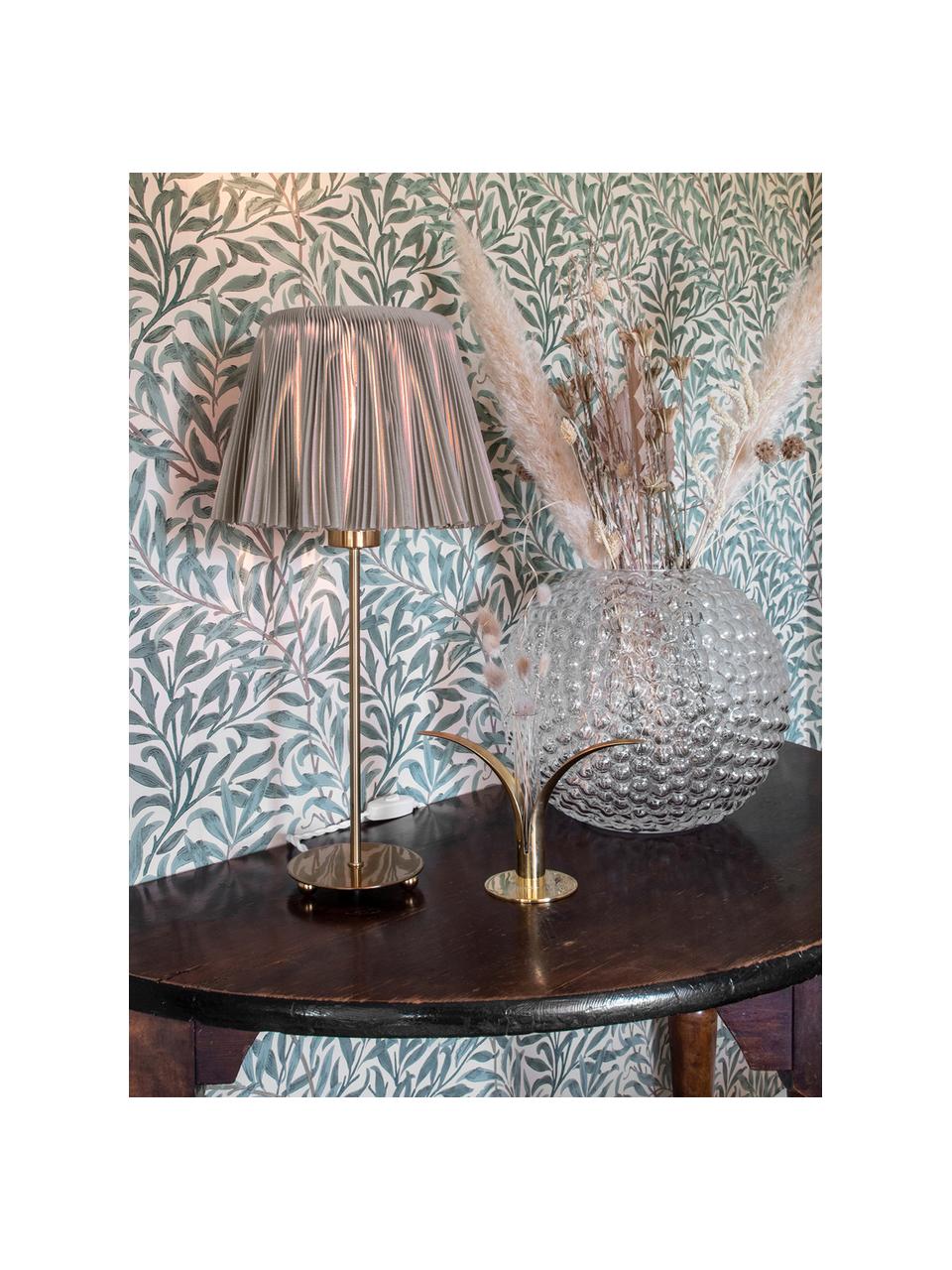 Lampa stołowa z plisowanej tkaniny  Edith, Bawełna, metal, Brązowy, odcienie mosiądzu, Ø 20 x W 50 cm