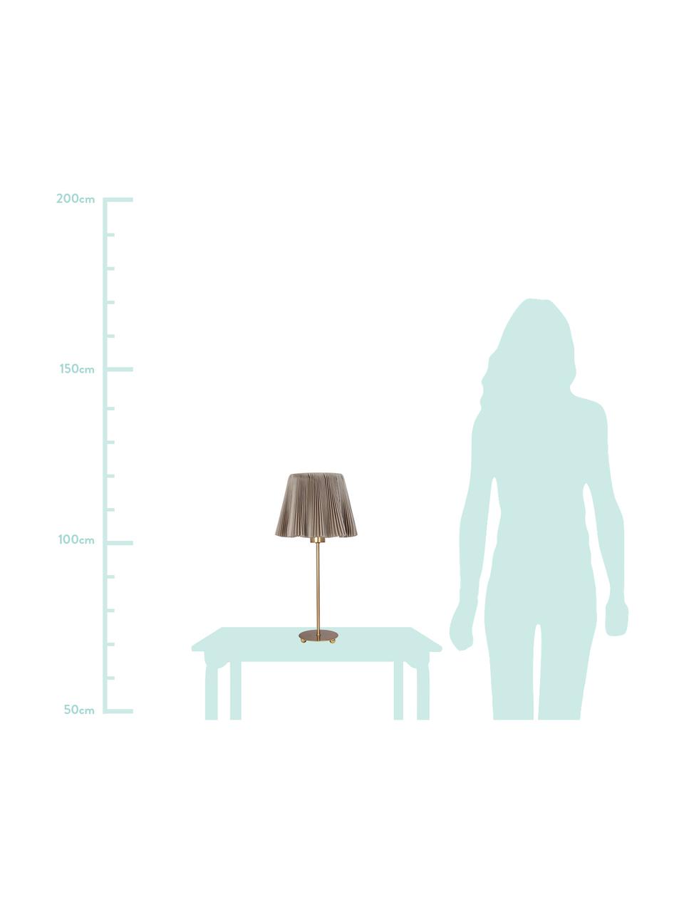 Lampa stołowa z plisowanej tkaniny  Edith, Bawełna, metal, Brązowy, odcienie mosiądzu, Ø 20 x W 50 cm