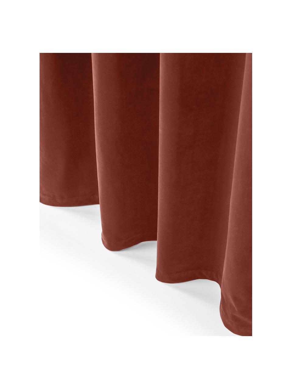 Cortinas opacas de terciopelo con ojales Rush, 2 uds., 100% poliéster (reciclado), Rojo oscuro, An 135 x L 260 cm
