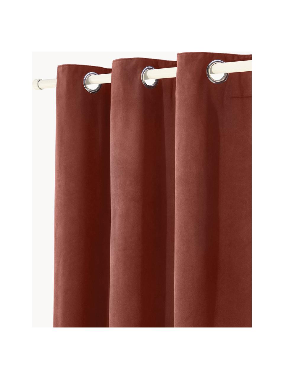 Rideaux occultants en velours avec œillets Rush, 2 pièces, 100% polyester (recyclé), certifié GRS, Rouge rouille, larg. 135 x long. 260 cm