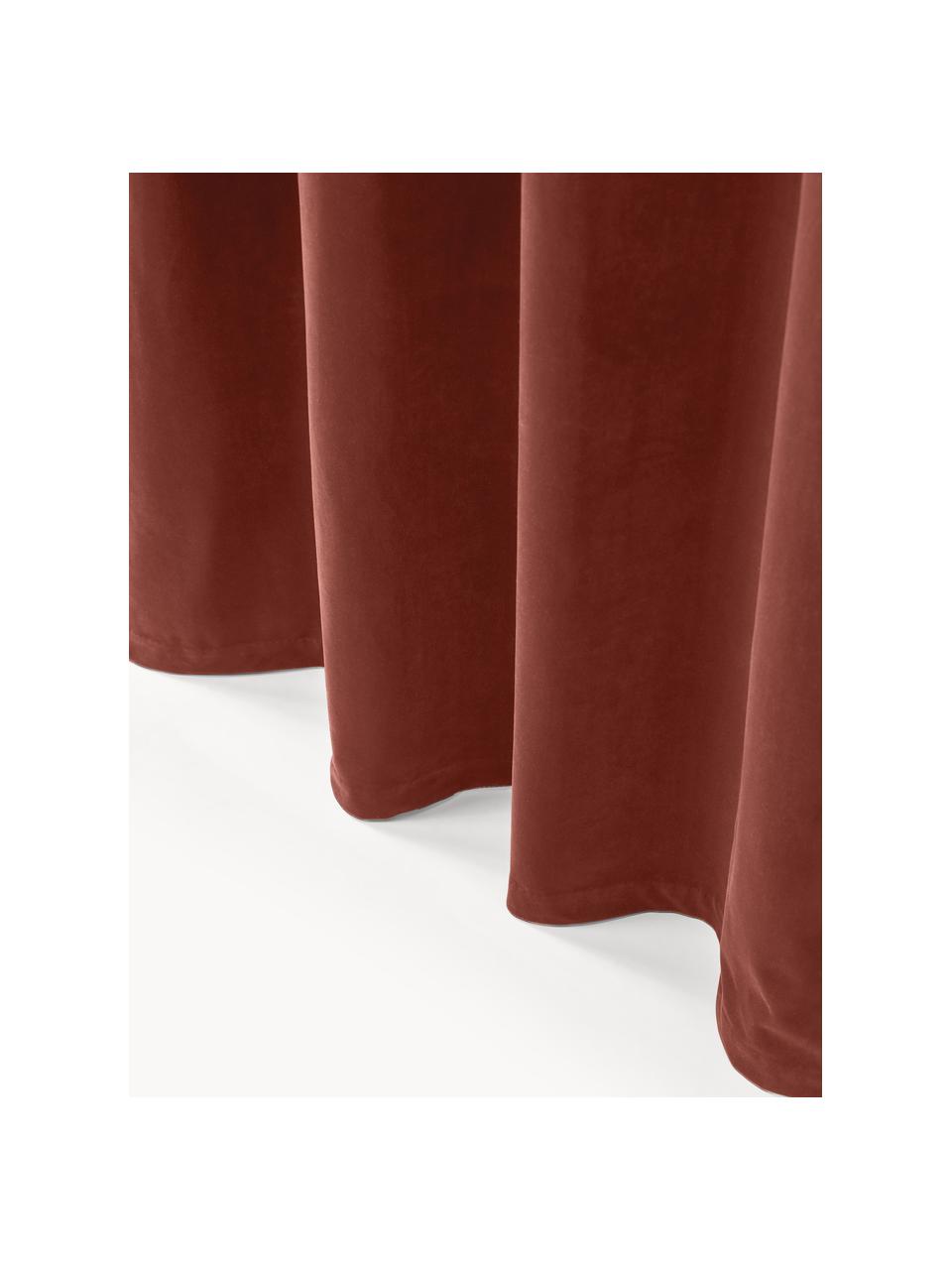 Abdunkelnder Samt-Vorhang Rush mit Ösen, 2 Stück, 100 % Polyester (recycled), GRS-zertifiziert, Rostrot, B 135 x L 260 cm