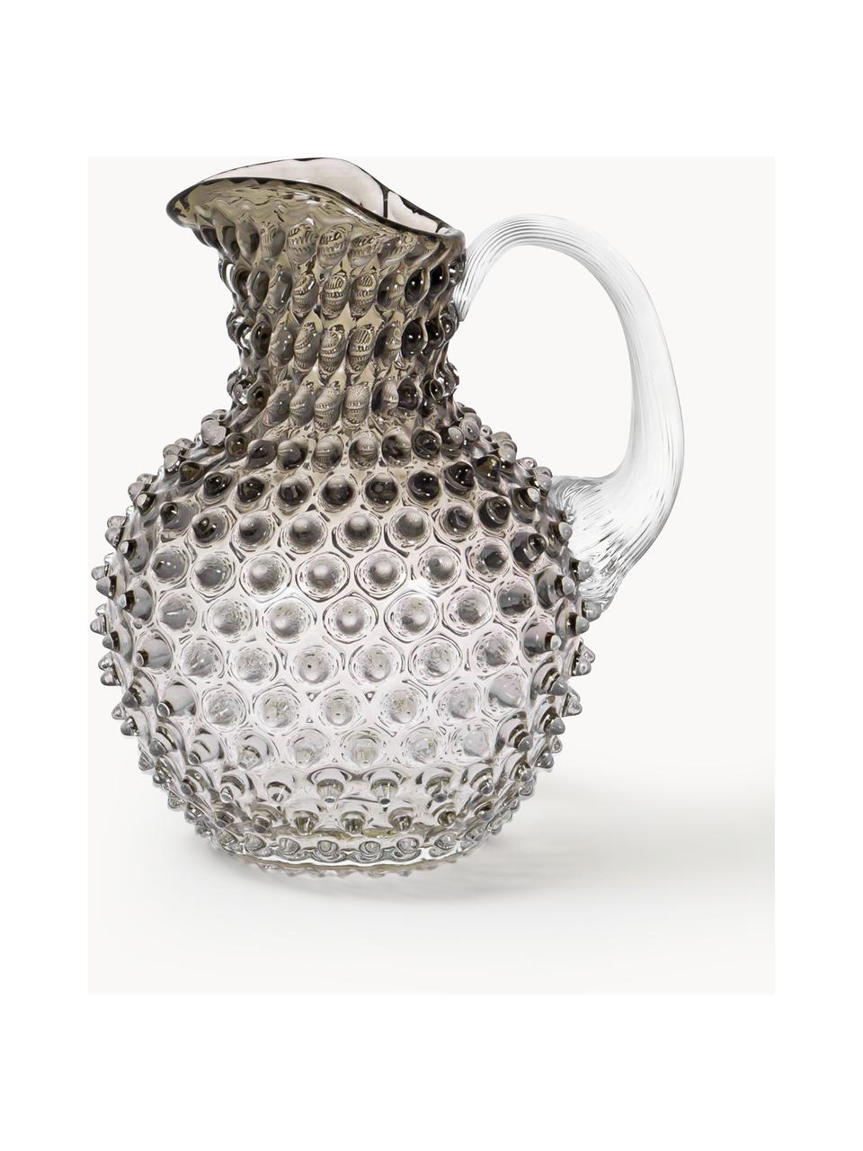 Mundgeblasener Krug Hobnail, 2 L, Glas, mundgeblasen, Transparent, Greige, 2 L