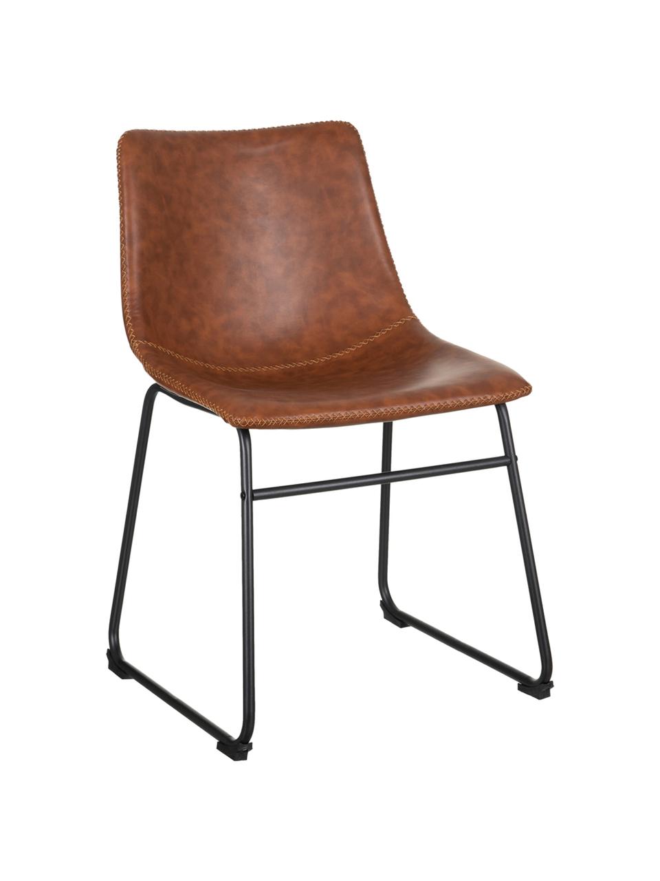 Čalouněná židle z imitace kůže Almeria, Hnědá, černá