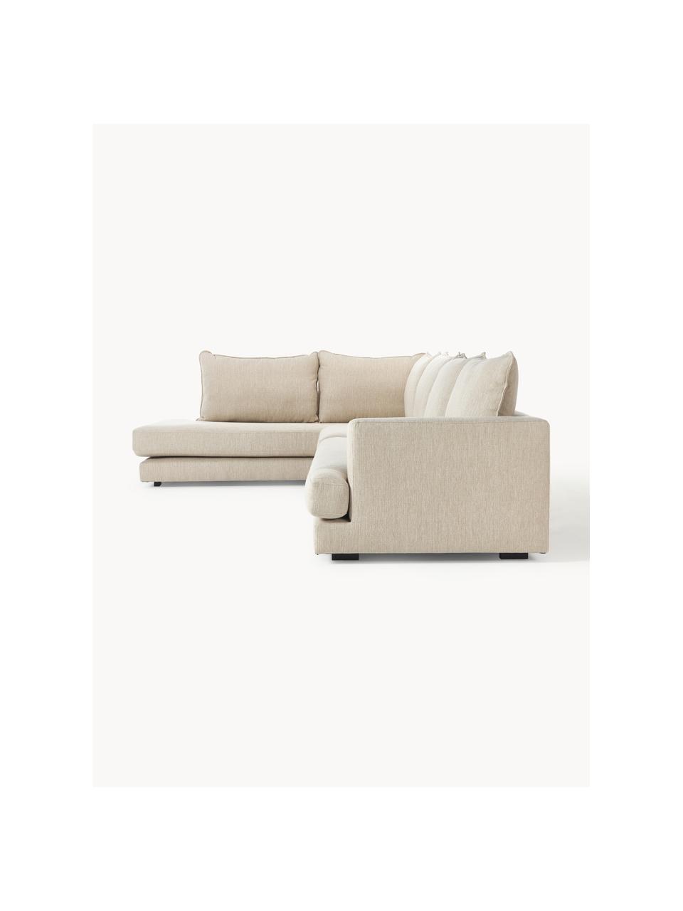 Divano angolare XL Tribeca, Rivestimento: 100% poliestere Il rivest, Struttura: legno di faggio massiccio, Piedini: legno massiccio di faggio, Tessuto beige, Larg. 405 x Prof. 228 cm, chaise-longue a sinistra
