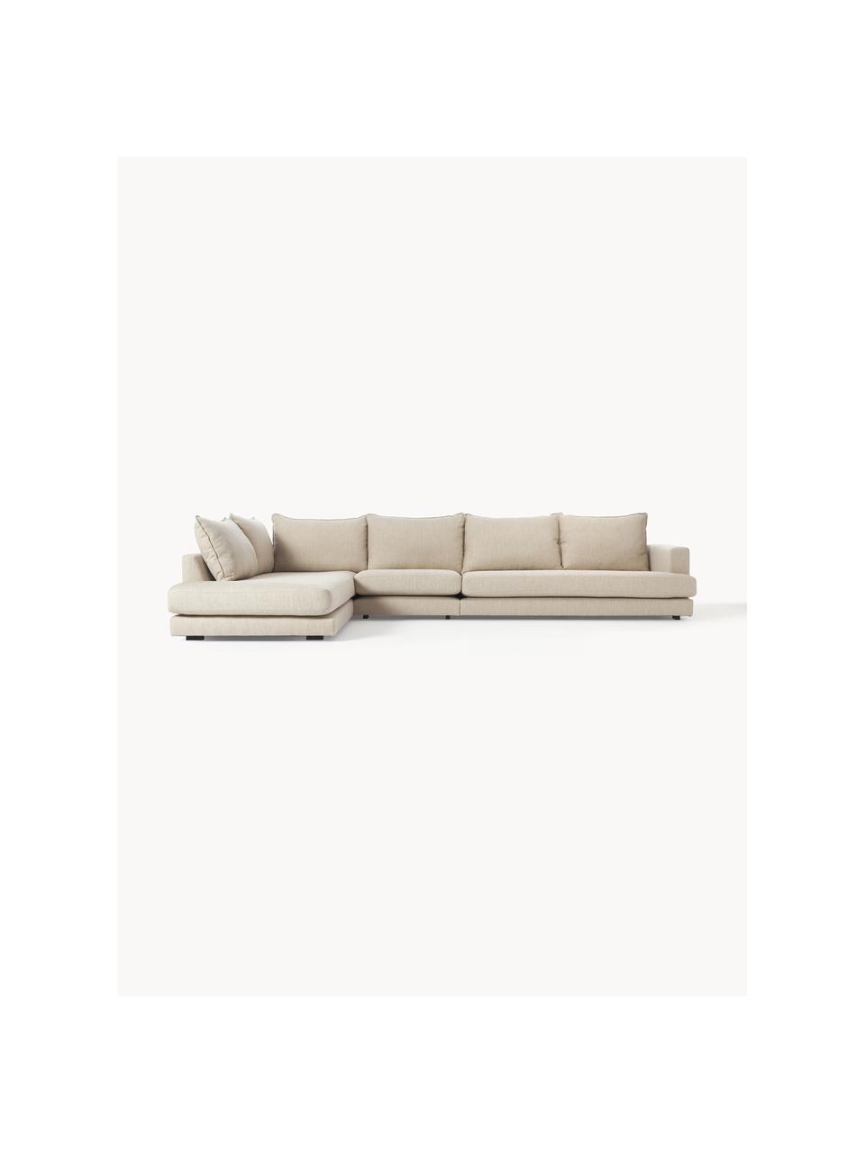 Canapé d'angle XL Tribeca, Tissu beige, larg. 405 x prof. 228 cm, méridienne à gauche