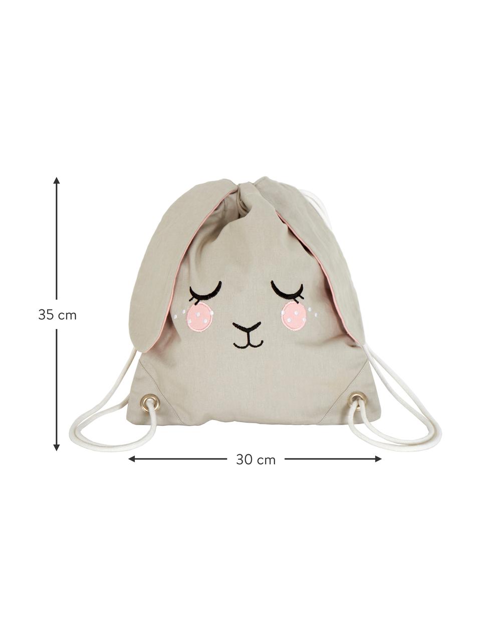 Dětský batoh se stahovací šňůrkou Bunny, 100 % bio bavlna, s certifikátem GOTS, Béžová, růžová, Š 30 cm, V 35 cm