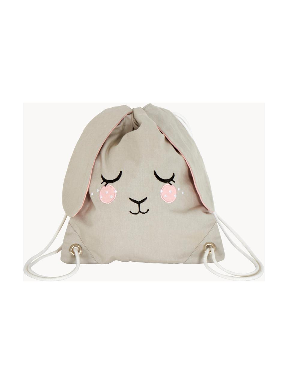Detský batoh so sťahovacou šnúrkou Bunny, 100 % organická bavlna, certifikát GOTS, Hnedosivá, Š 30 x V 35 cm