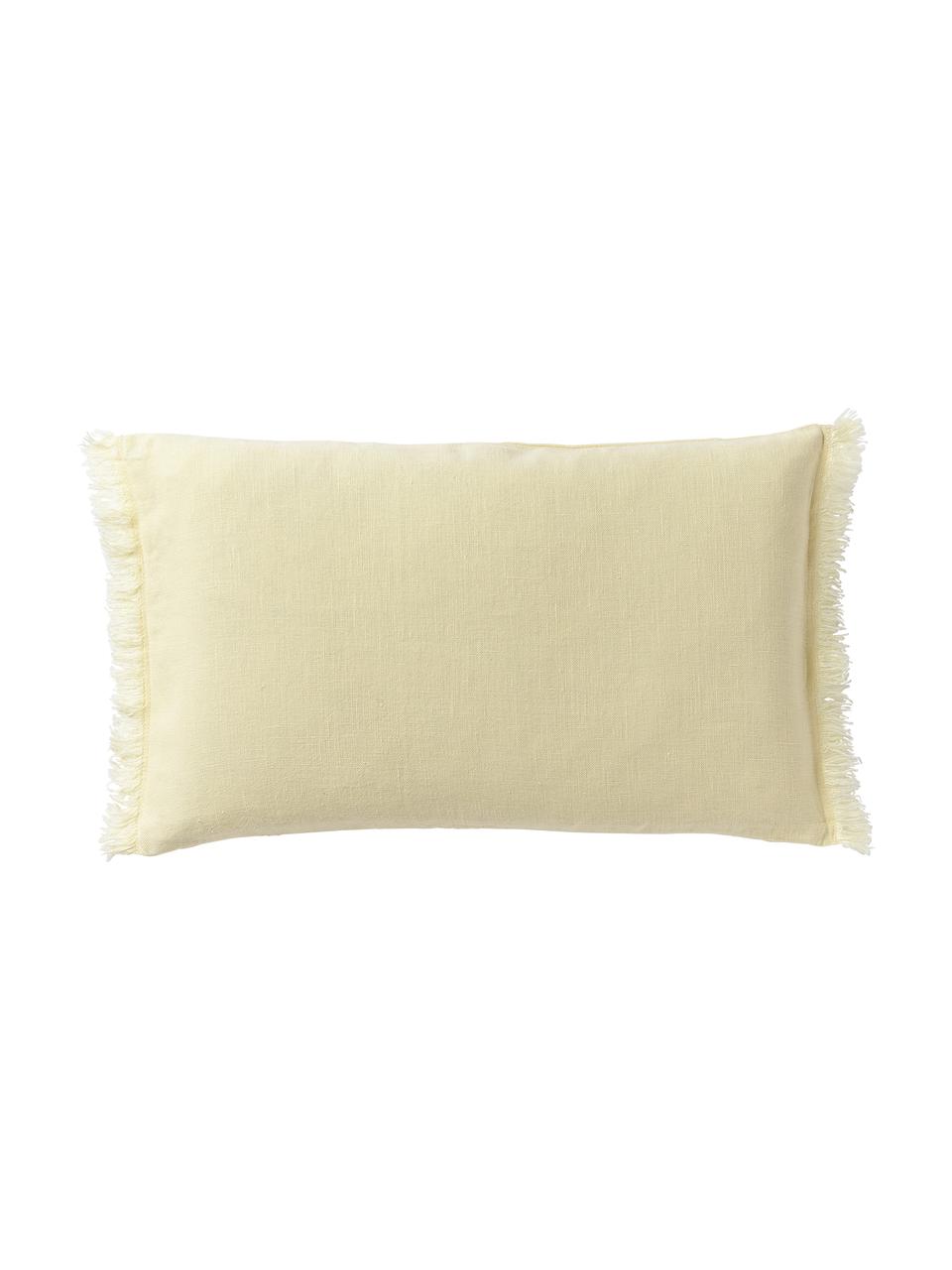 Housse de coussin pur lin jaune clair Luana, 100 % pur lin

Le lin est naturellement doté d'un toucher plutôt rugueux et d'un aspect froissé
Sa résistance élevée au accrocs lui confère robustesse et longévité, Jaune, larg. 30 x long. 50 cm