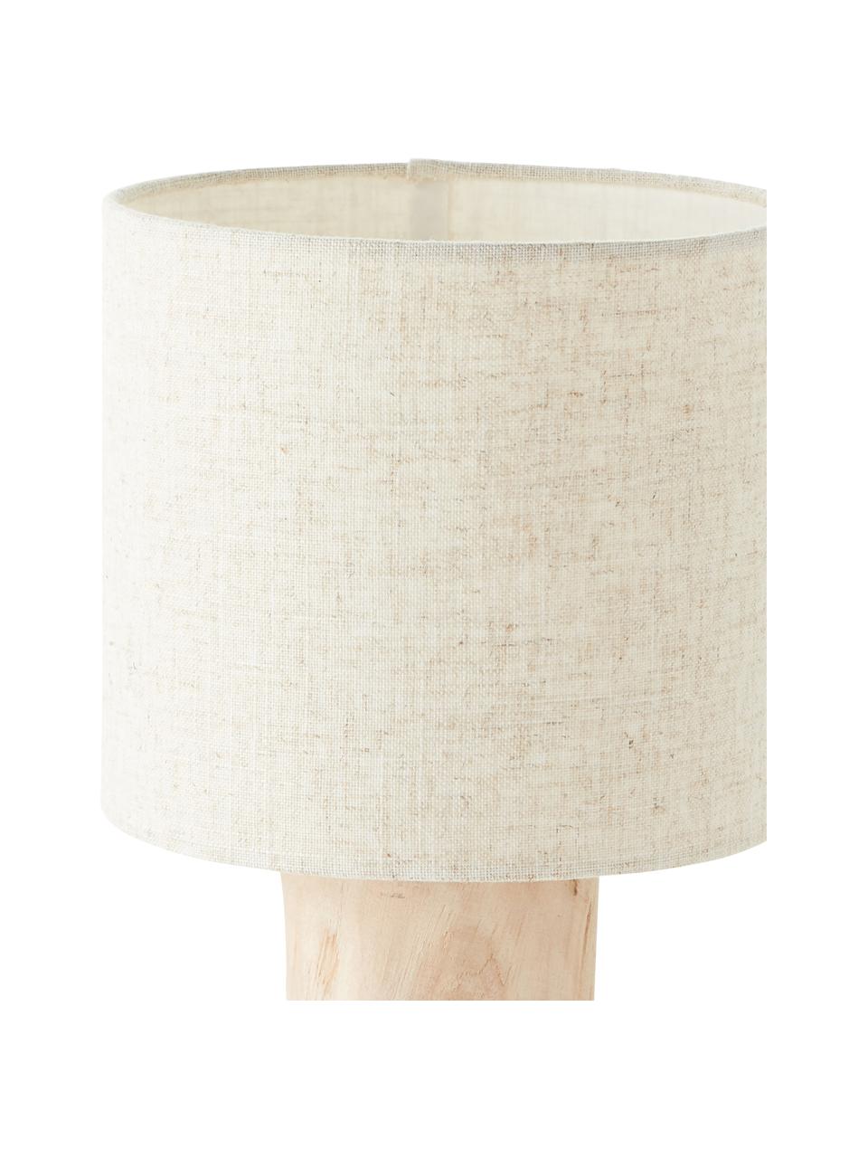 Lámpara de mesa pequeña de madera y lino Pia, estilo escandinavo, Pantalla: lino, Cable: tela, Beige, Ø 20 x Al 30 cm