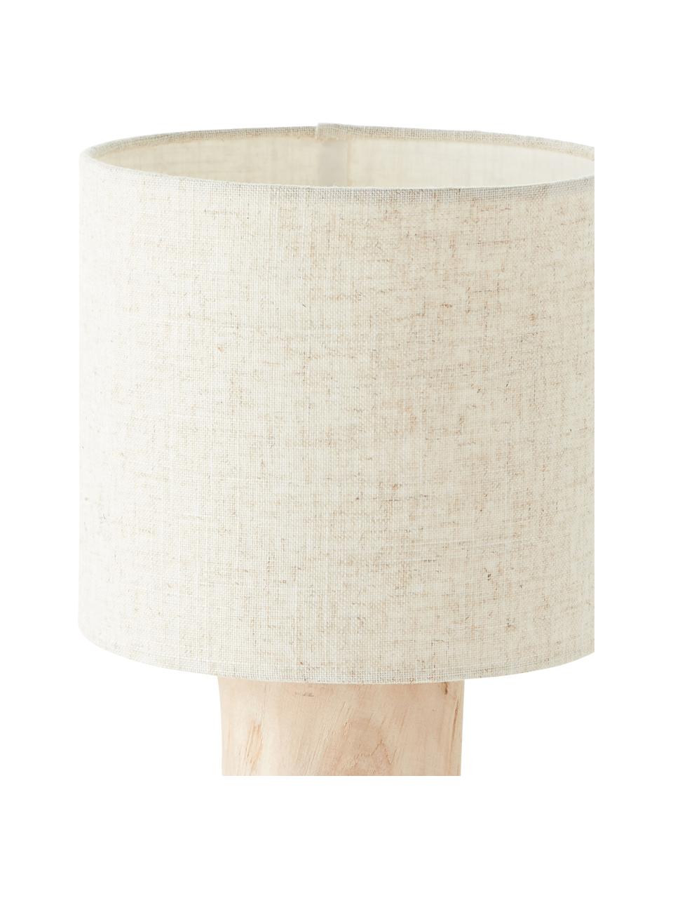 Petite lampe à poser en bois et lin Pia, Beige, bois clair, Ø 20 x haut. 30 cm