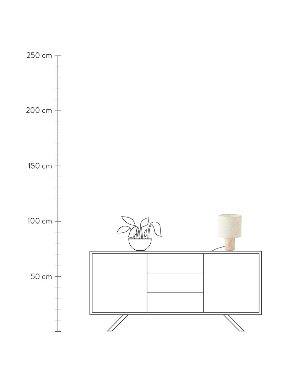 Lampa stołowa z drewna i lnu w stylu scandi Pia, Beżowy, Ø 20 x W 30 cm