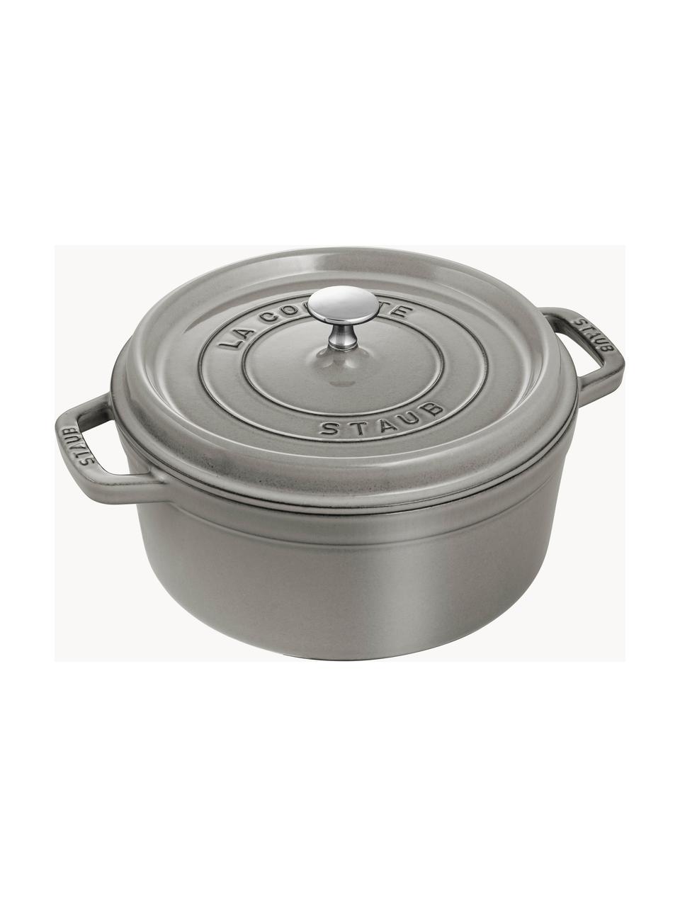 Kulatý pekáč z litiny La Cocotte, Smaltovaná litina, Lesklá šedá, Ø 24 cm, V 15 cm, 3,8 l