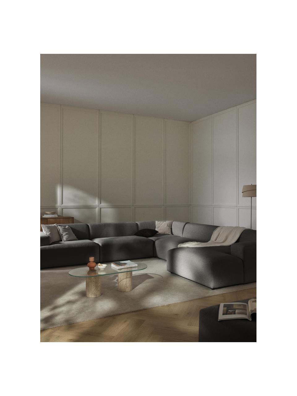 Salon lounge Melva, Tissu anthracite, larg. 339 x prof. 339 cm, dossier à droite