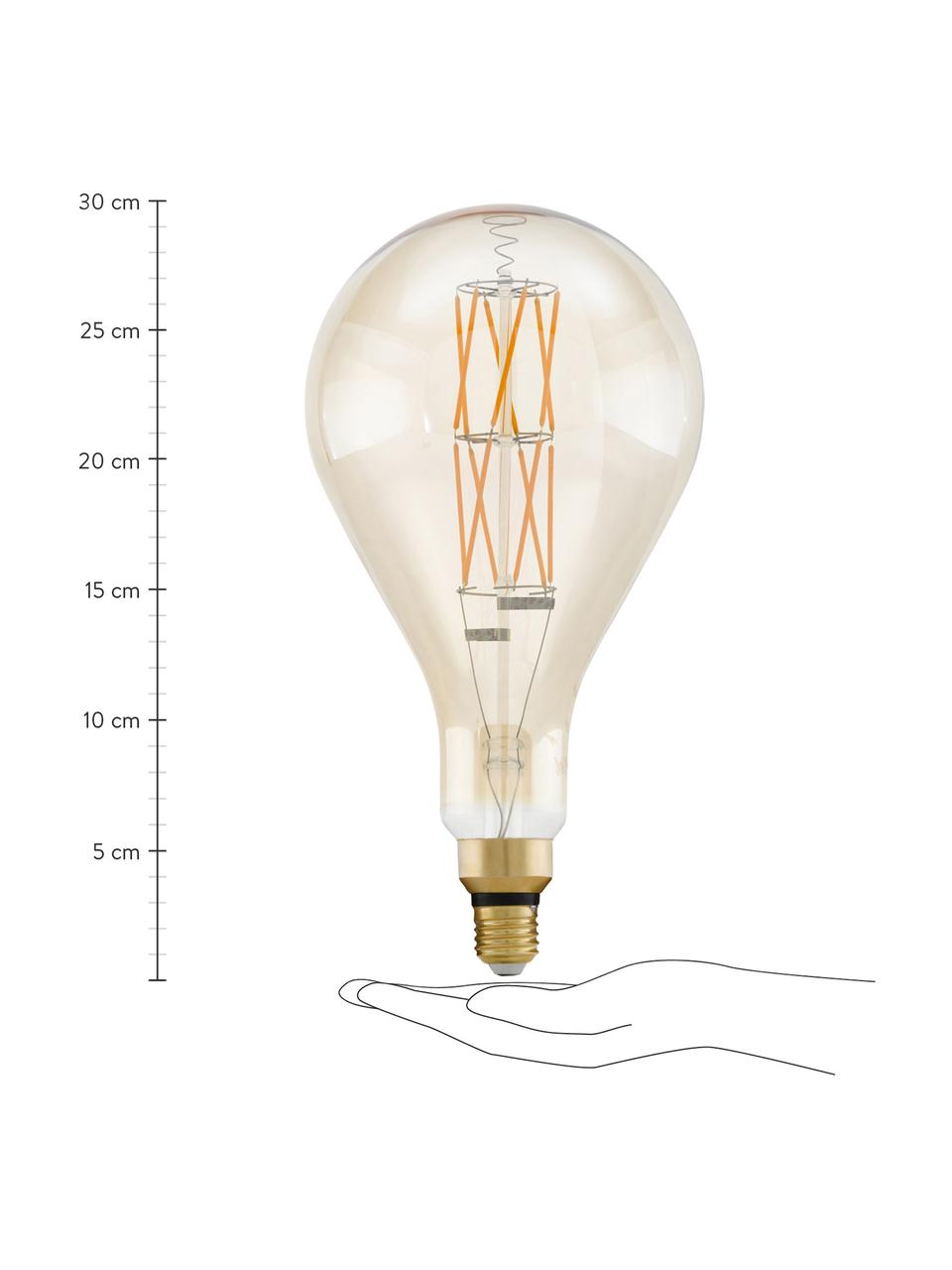 Bombilla regulable E27 grande, 806lm, blanco cálido, 1 ud., Ampolla: vidrio, Casquillo: aluminio, Transparente ámbar, Ø 16 x Al 30 cm