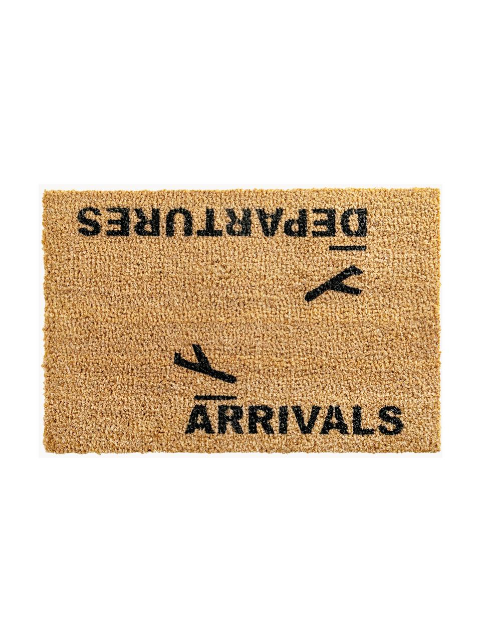 Deurmat Arrivals and Departures, Lichtbruin, zwart, B 40 x L 60 cm