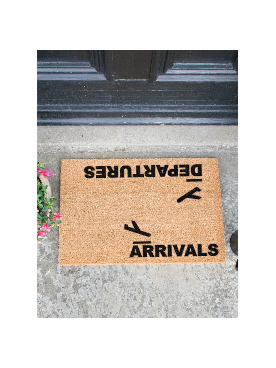 Deurmat Arrivals and Departures, Lichtbruin, zwart, B 40 x L 60 cm