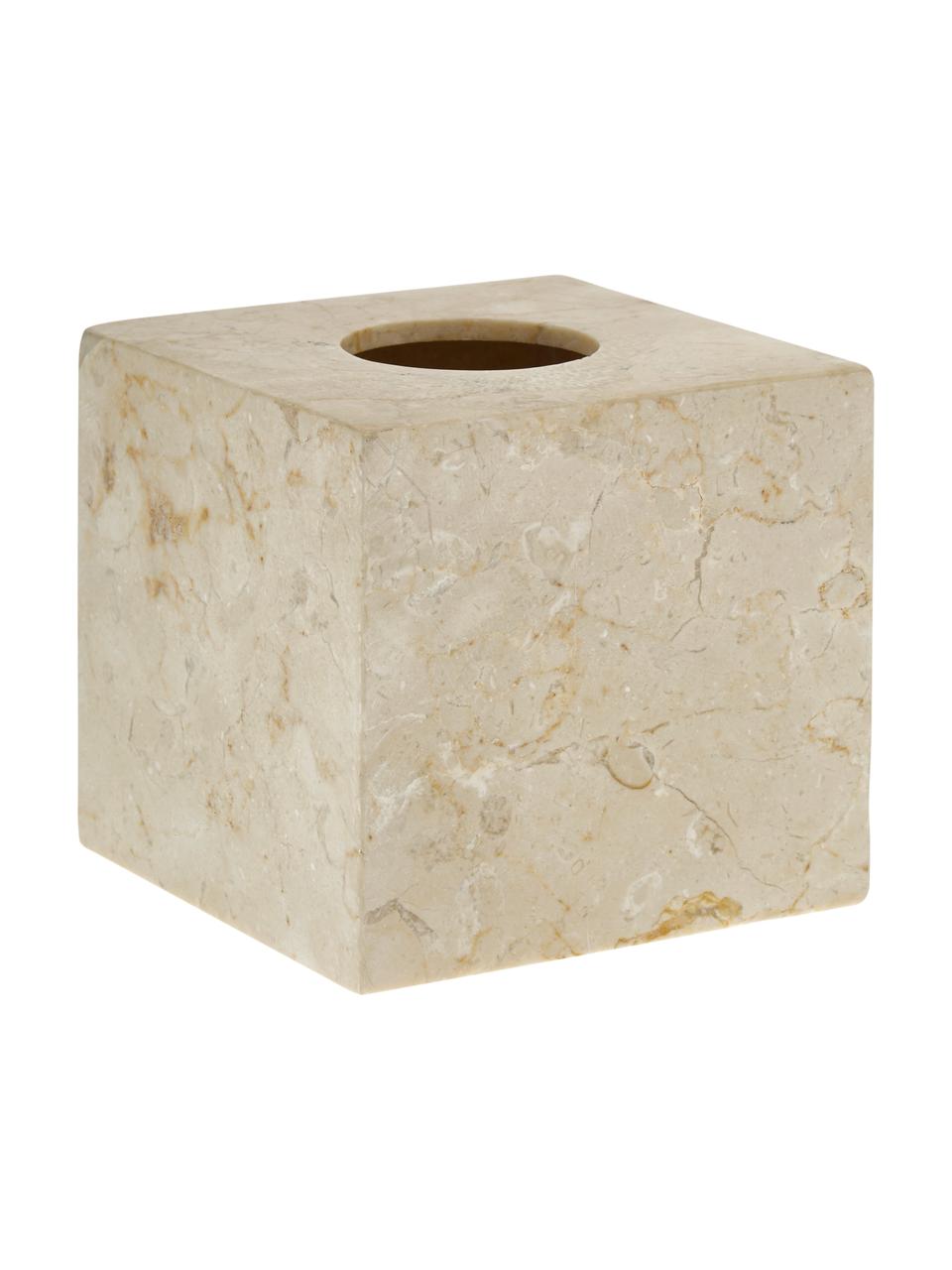 Caja de pañuelos de mármol Luxor, Mármol, Beige, An 13 x Al 13 cm